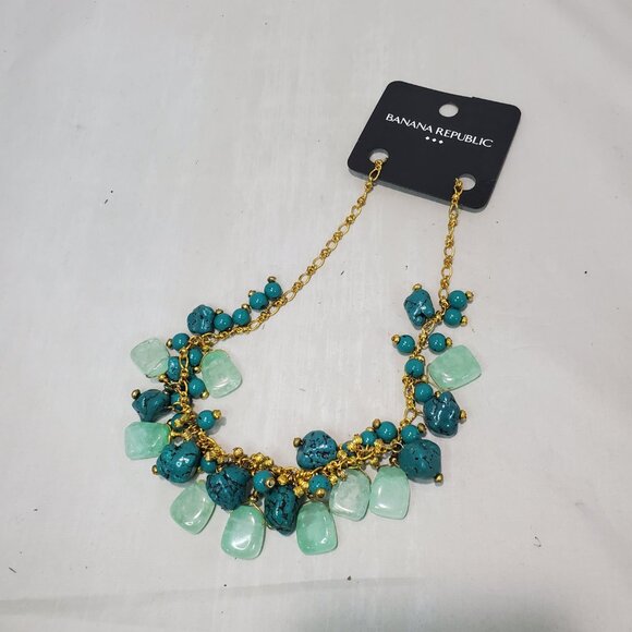 Banana Republic Multi Strand Clustered Turquoise Glass Stones W/ Beads Necklace - Picture 3 of 8